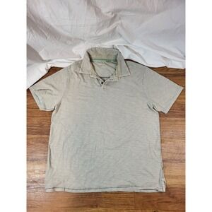 True Grit Polo Mens Large Beige Cotton Short‎ Sleeve Shirt